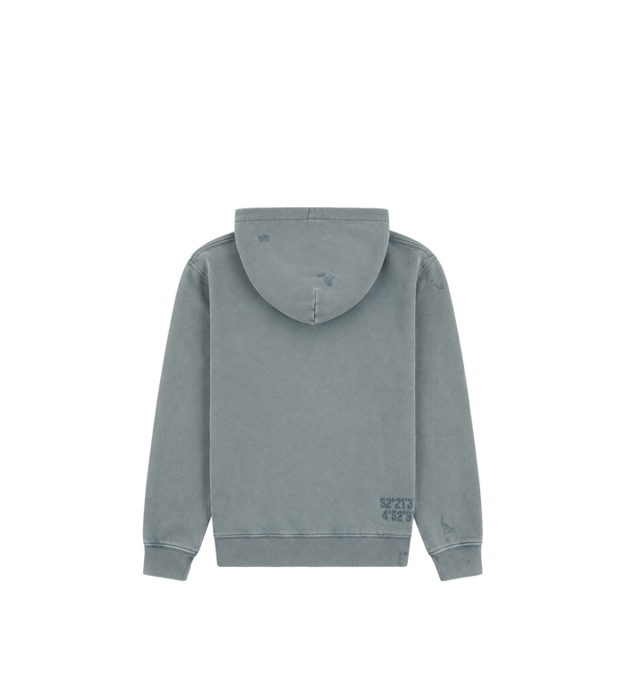 Arch Zip Up Hoodie Washed Grijs