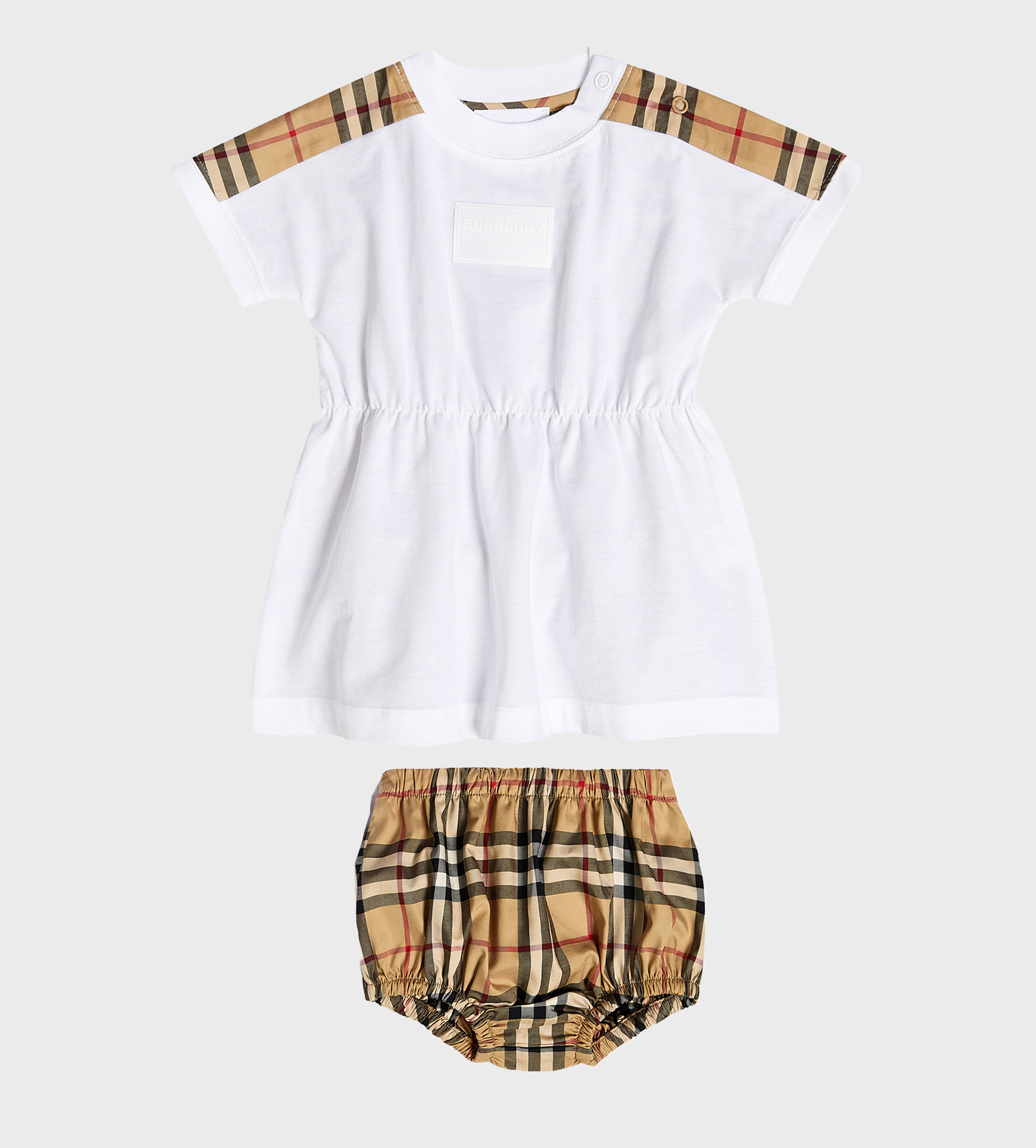 Baby Check-Print Three-Piece Set Beige