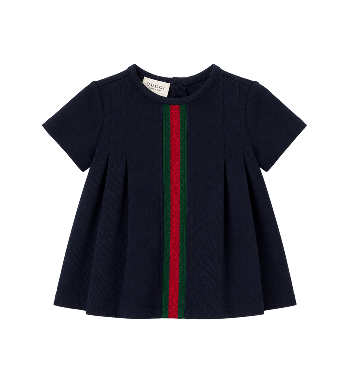Baby Webstreep katoenmix piquéjurk blauw
