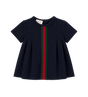 Baby Web Stripe Cotton Blend Piqué Dress Blue