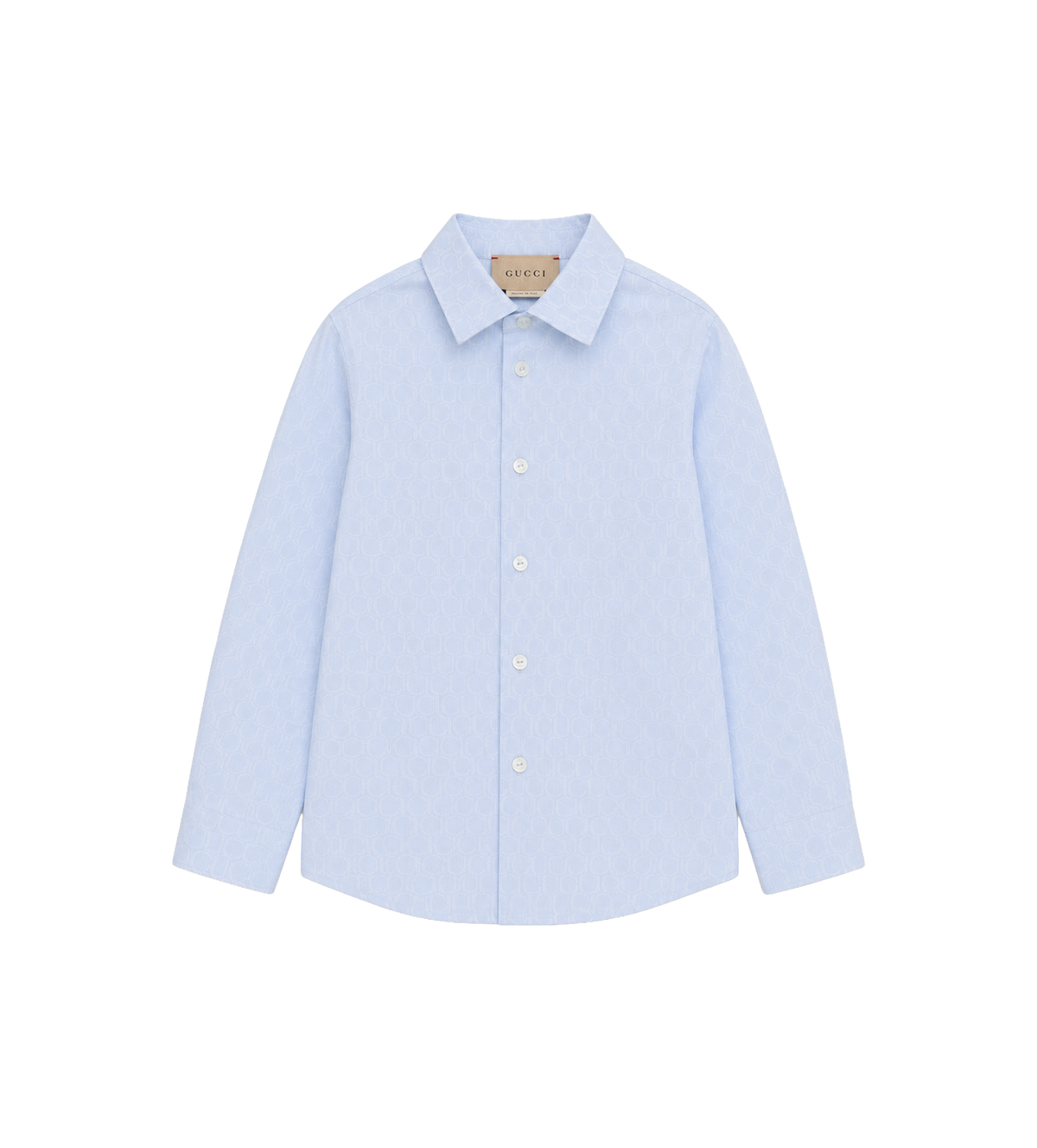 Kids Jacquard overhemd met ronde zoom, wit/beige