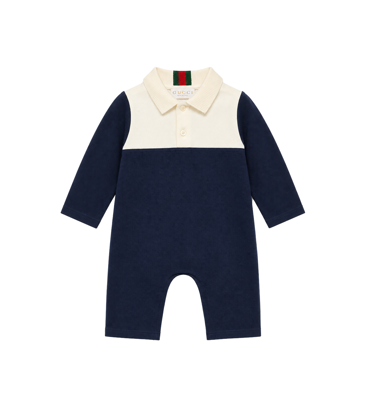 Baby Cotton One-Piece with Web Oltremare