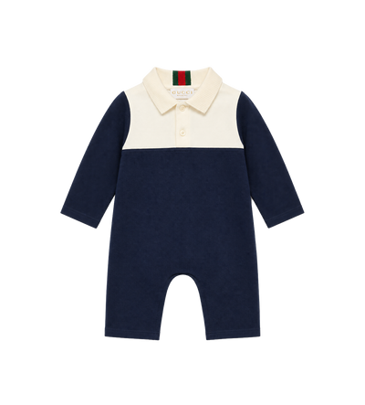 Baby Cotton One-Piece with Web Oltremare
