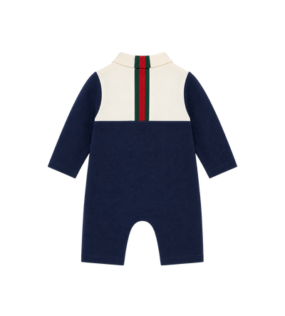 Baby Cotton One-Piece with Web Oltremare