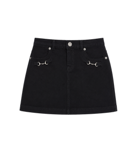 Kids Cotton Skirt with Horsebit Detail Black