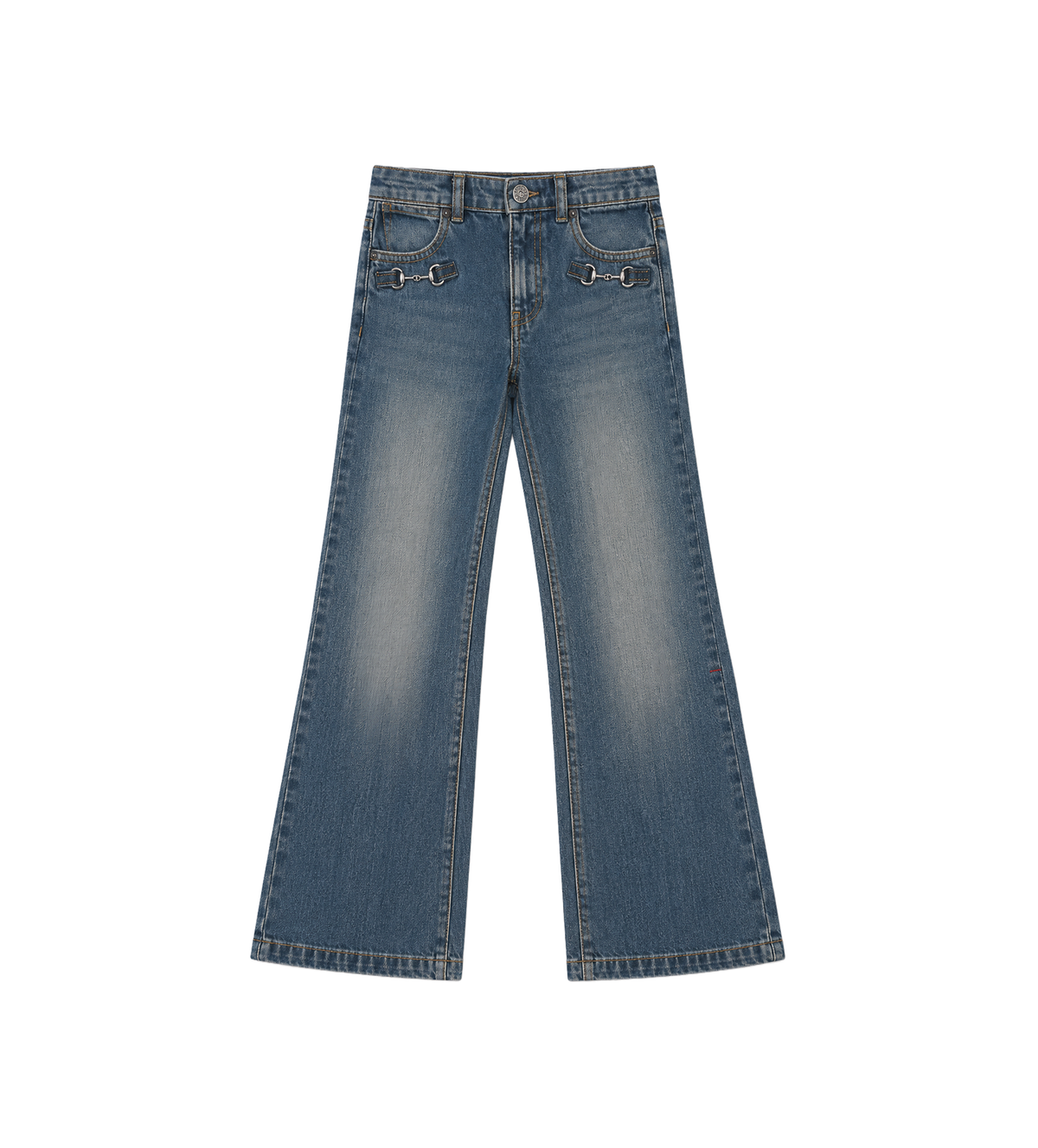 Kids Horsebit Straight-Leg Jeans Blauw