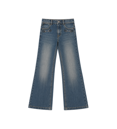 Kids Horsebit Straight-Leg Jeans Blauw
