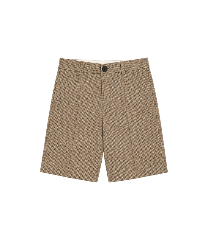 Baby Broek met pied-de-poule scheerwolmix bruin/beige