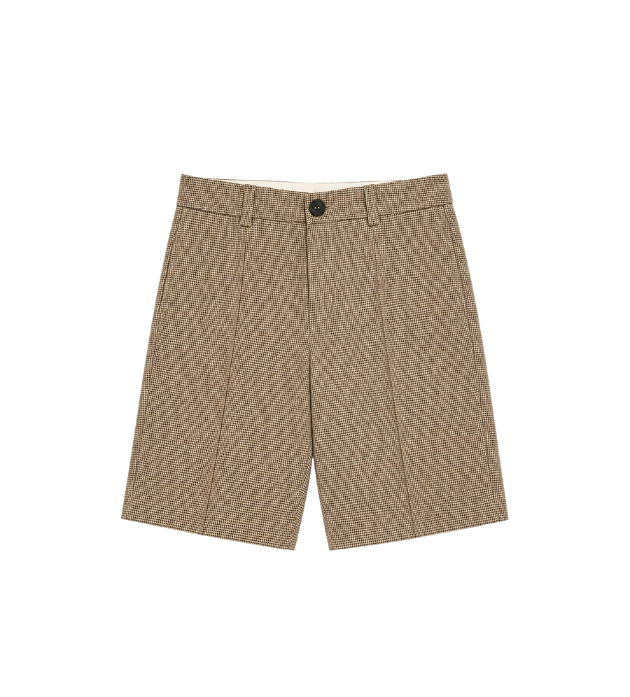 Baby Broek met pied-de-poule scheerwolmix bruin/beige
