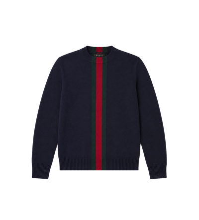 Baby Web Stripe Wool Sweater Navy
