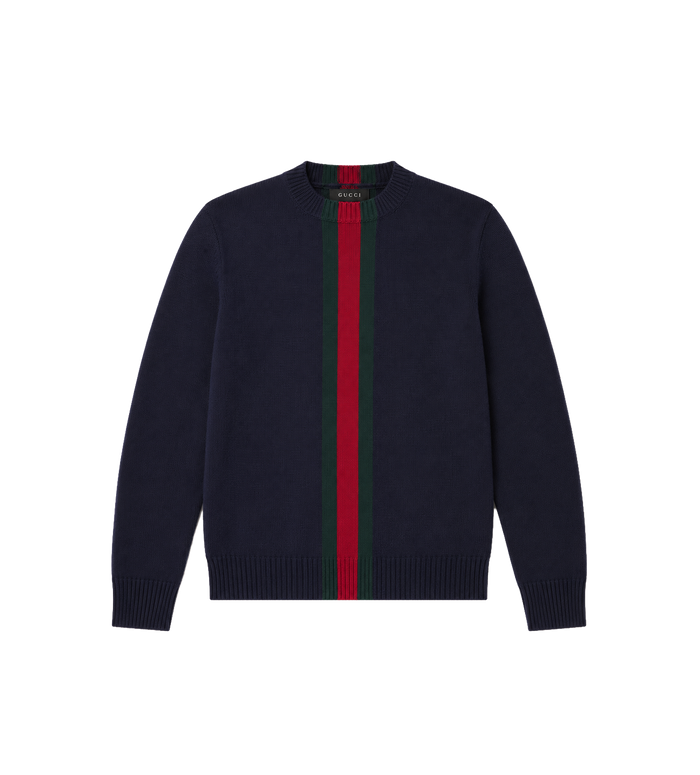 Baby Webgestreepte wollen trui marineblauw