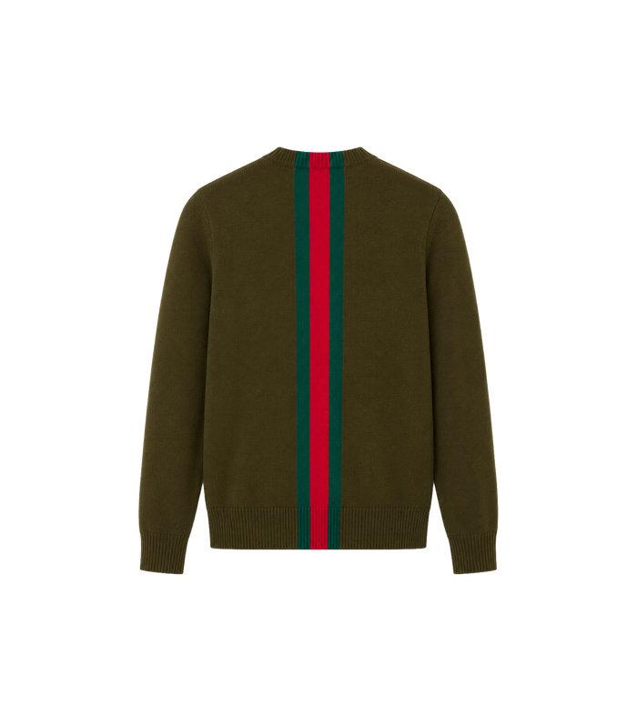 Kids Web Stripe Wool Sweater Moss Green