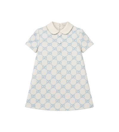 Baby Geborduurde katoenen jersey jurk wit