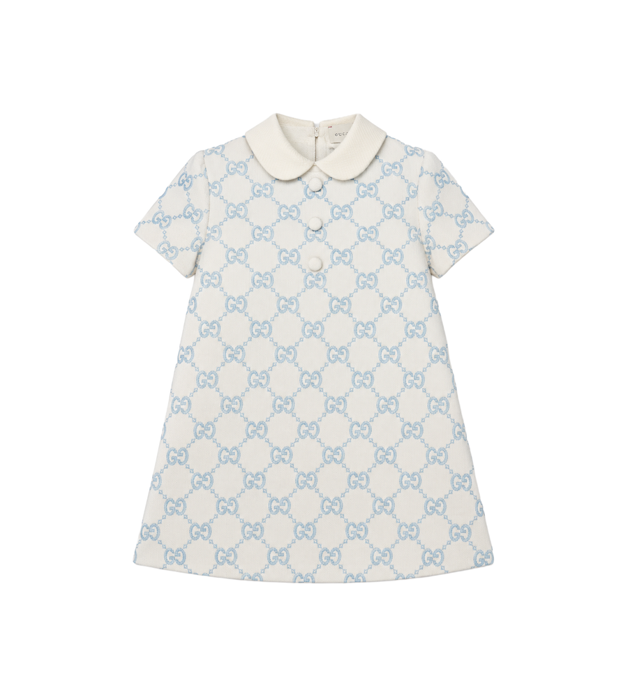 Baby Geborduurde katoenen jersey jurk wit