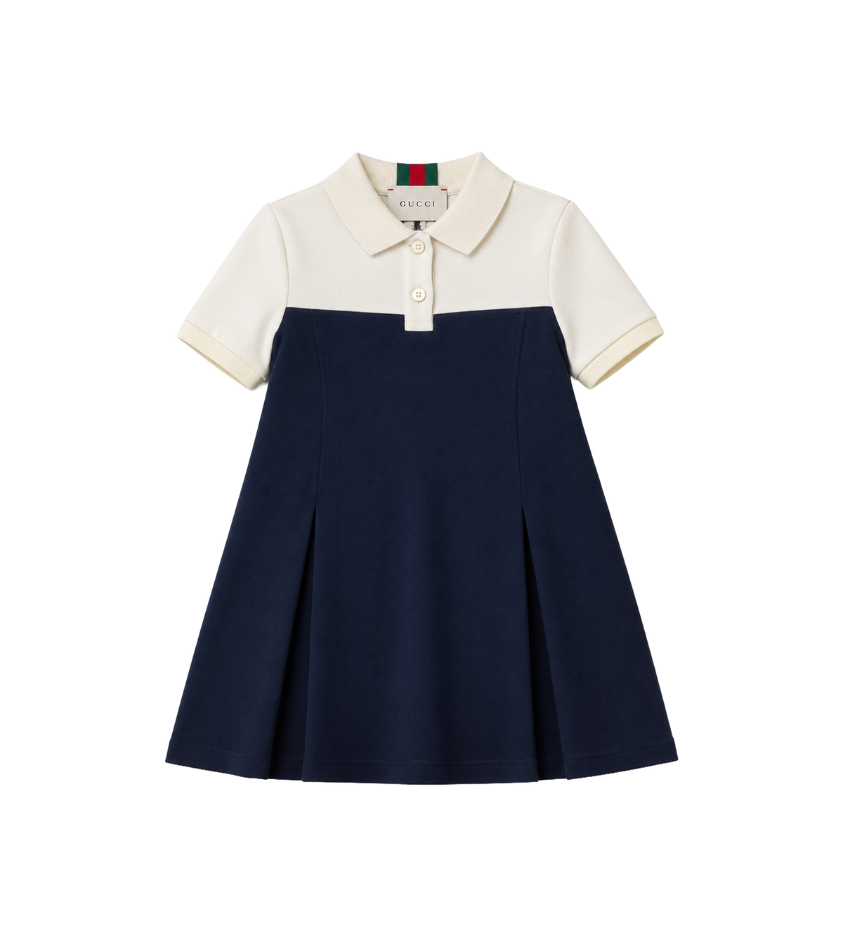 Kids Webstreep katoenmix piquéjurk blauw