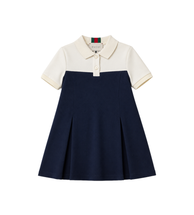 Kids Webstreep katoenmix piquéjurk blauw