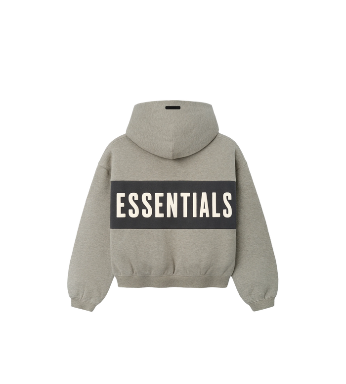 Kids Cropped Relaxed Paneled Hoodie Grijs