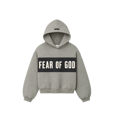 Kids Cropped Relaxed Paneled Hoodie Grijs