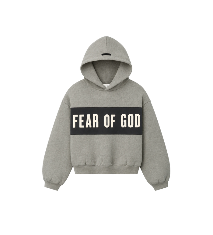 Kids Cropped Relaxed Paneled Hoodie Grijs