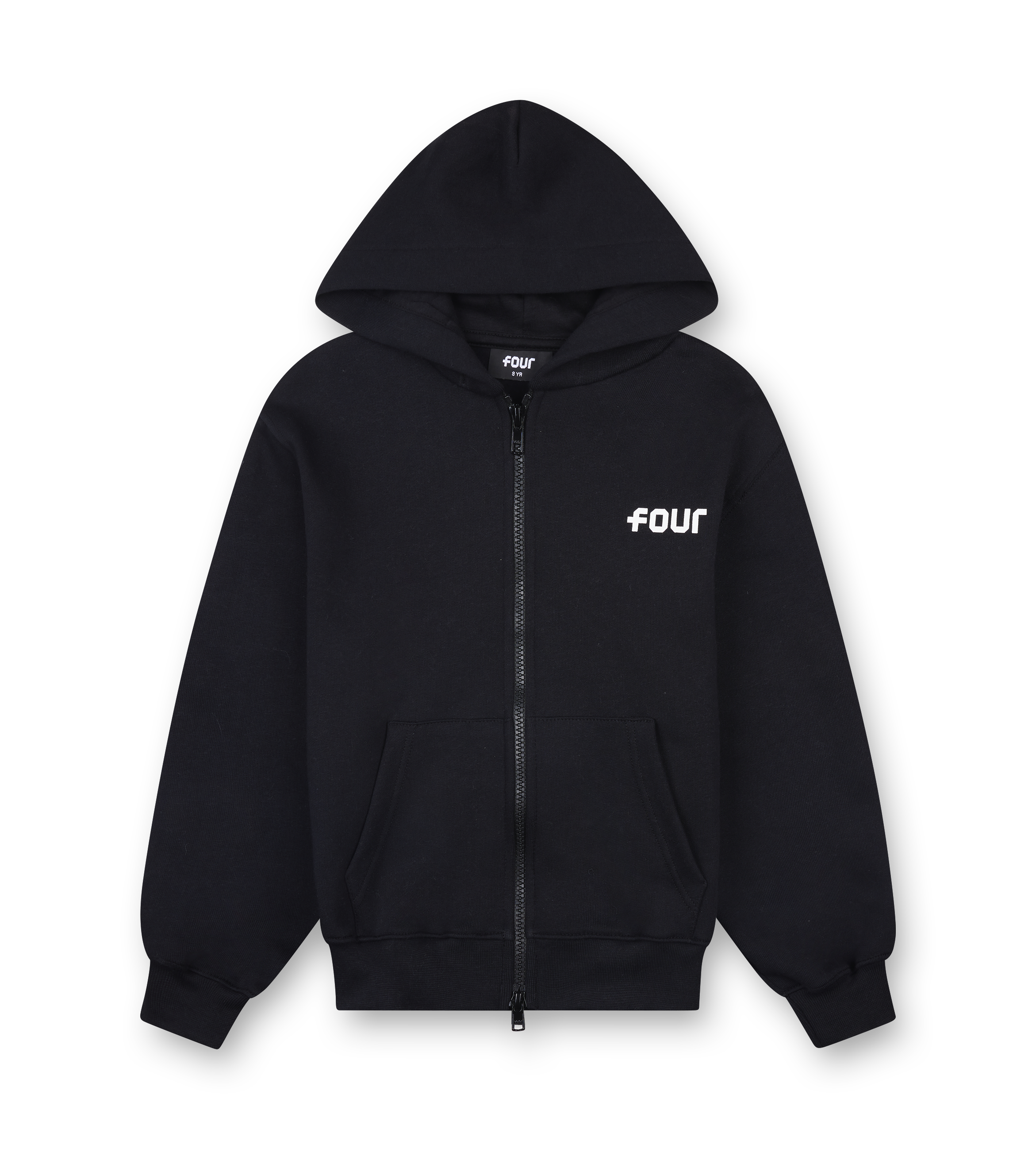 Logo Boxy Zip Up Hoodie Black