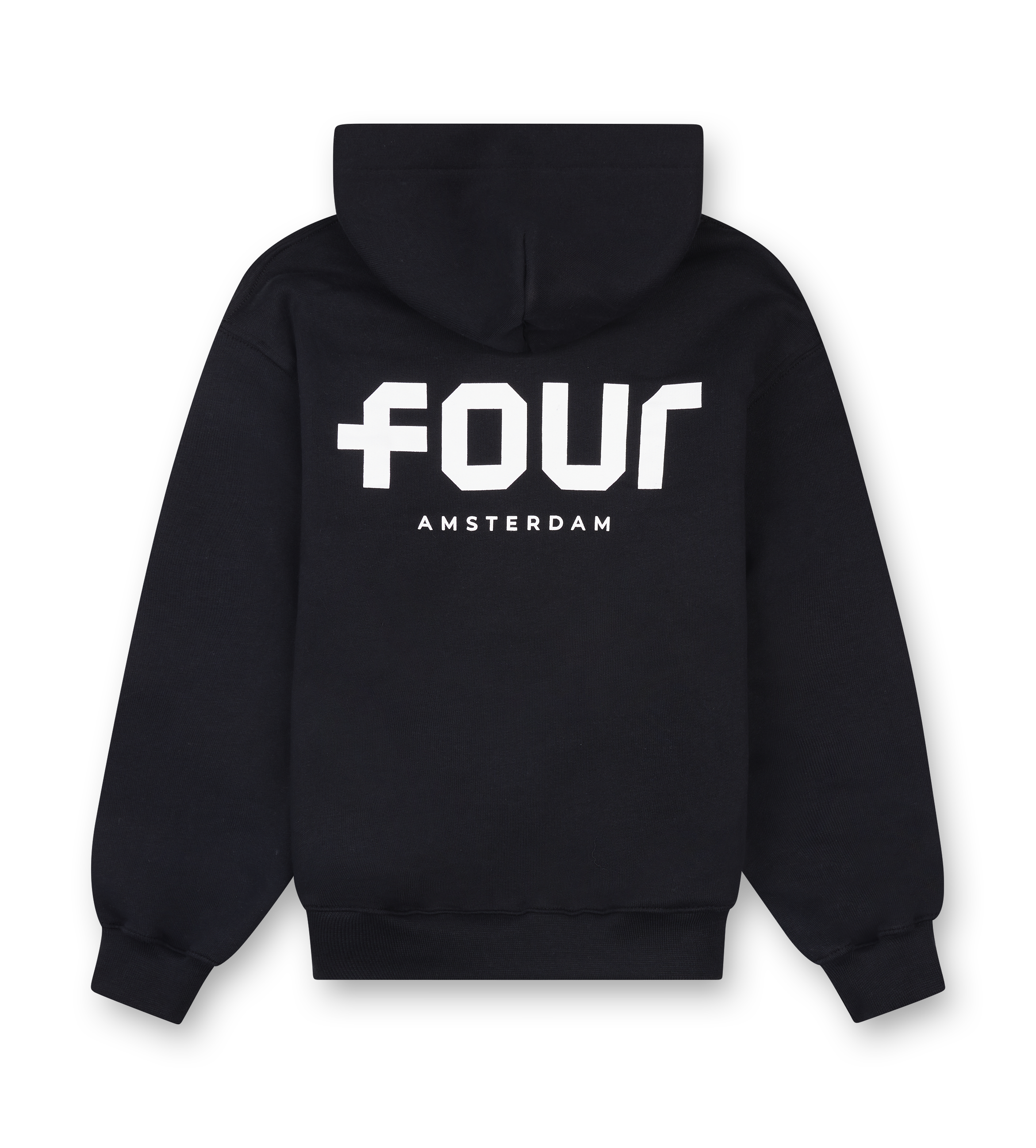 Logo Boxy Zip Up Hoodie Black