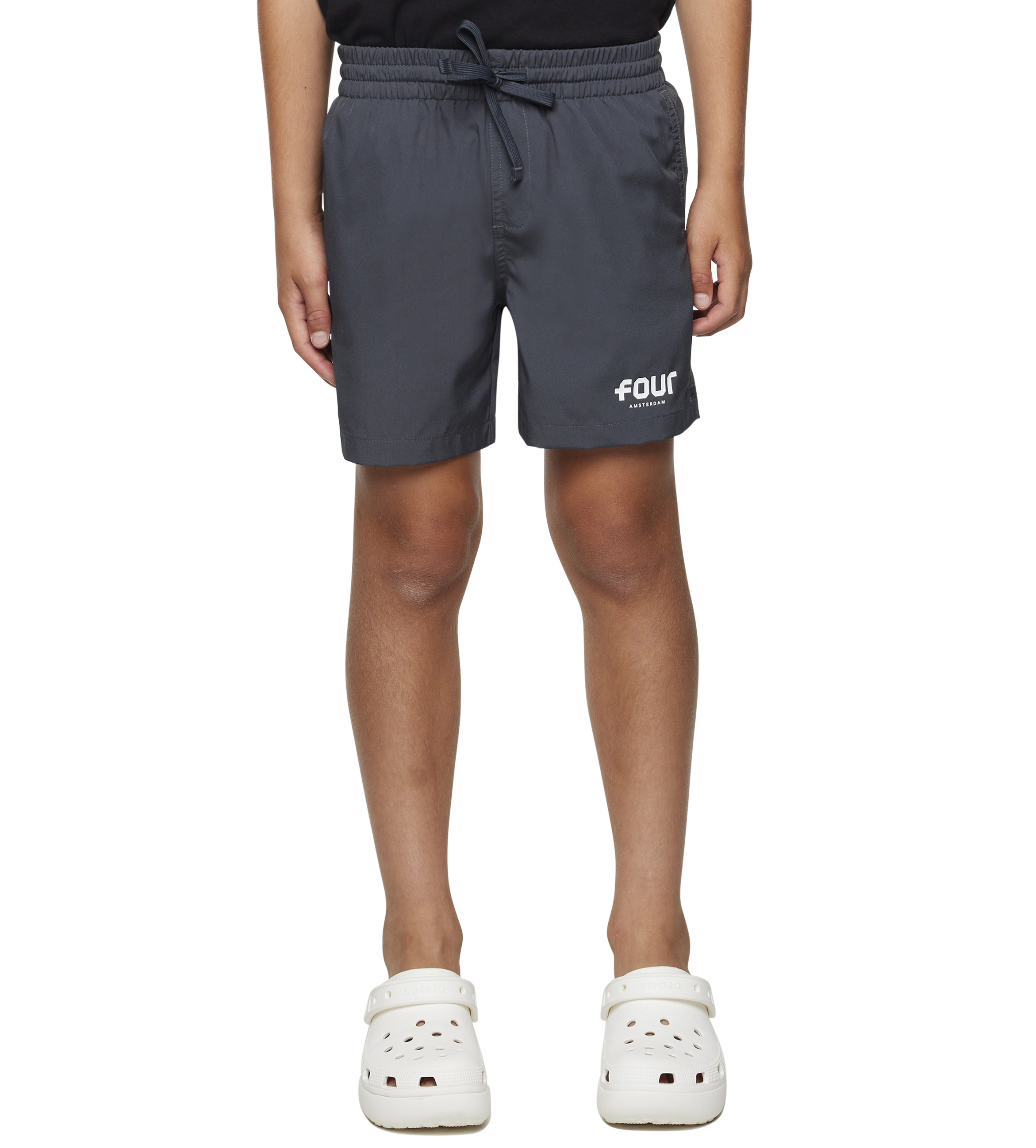 Logo Swim Shorts Asphalt/ White