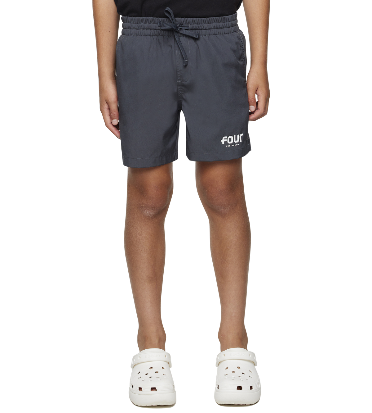 Logo Swim Shorts Asphalt/ White