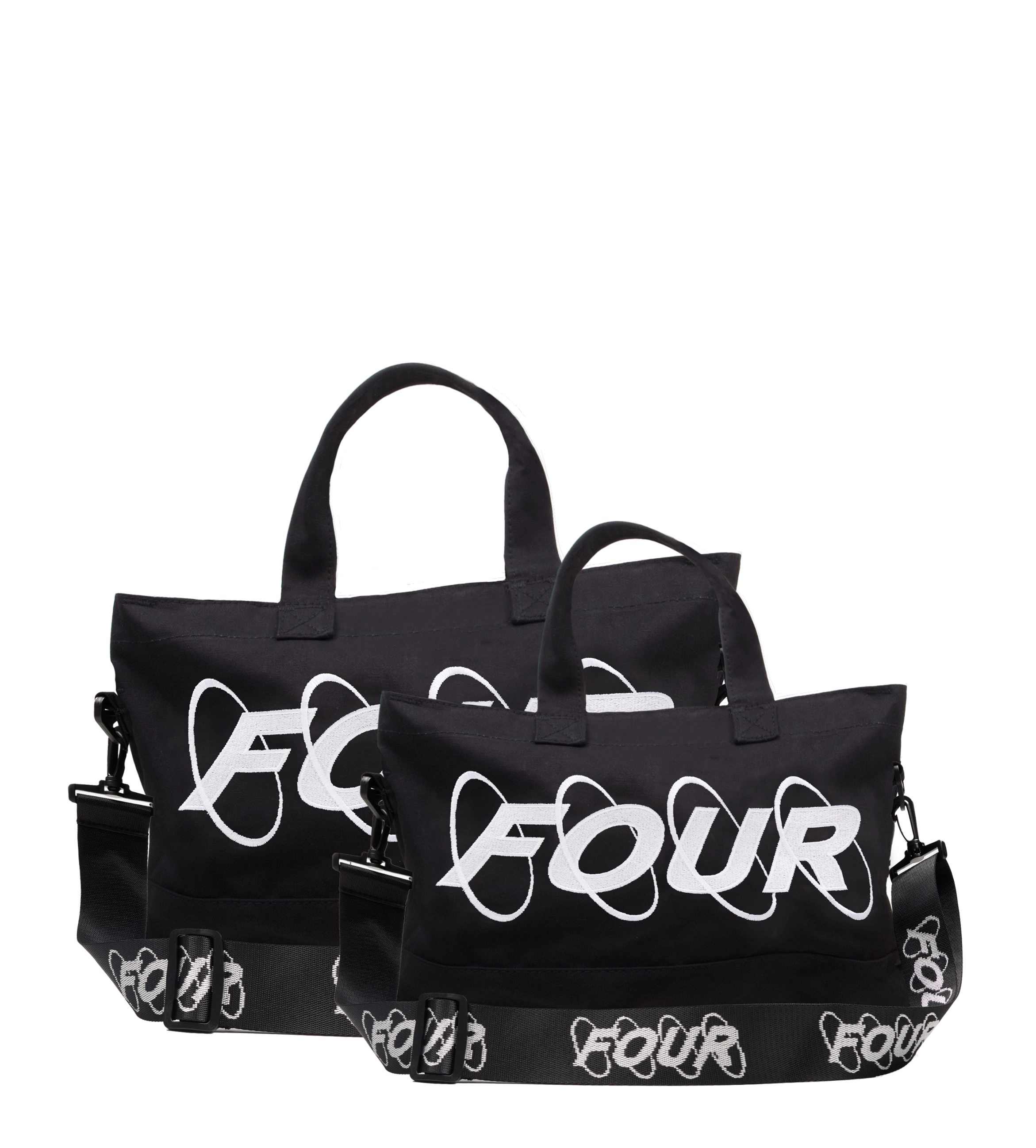 Circles Embroidery Shopper White