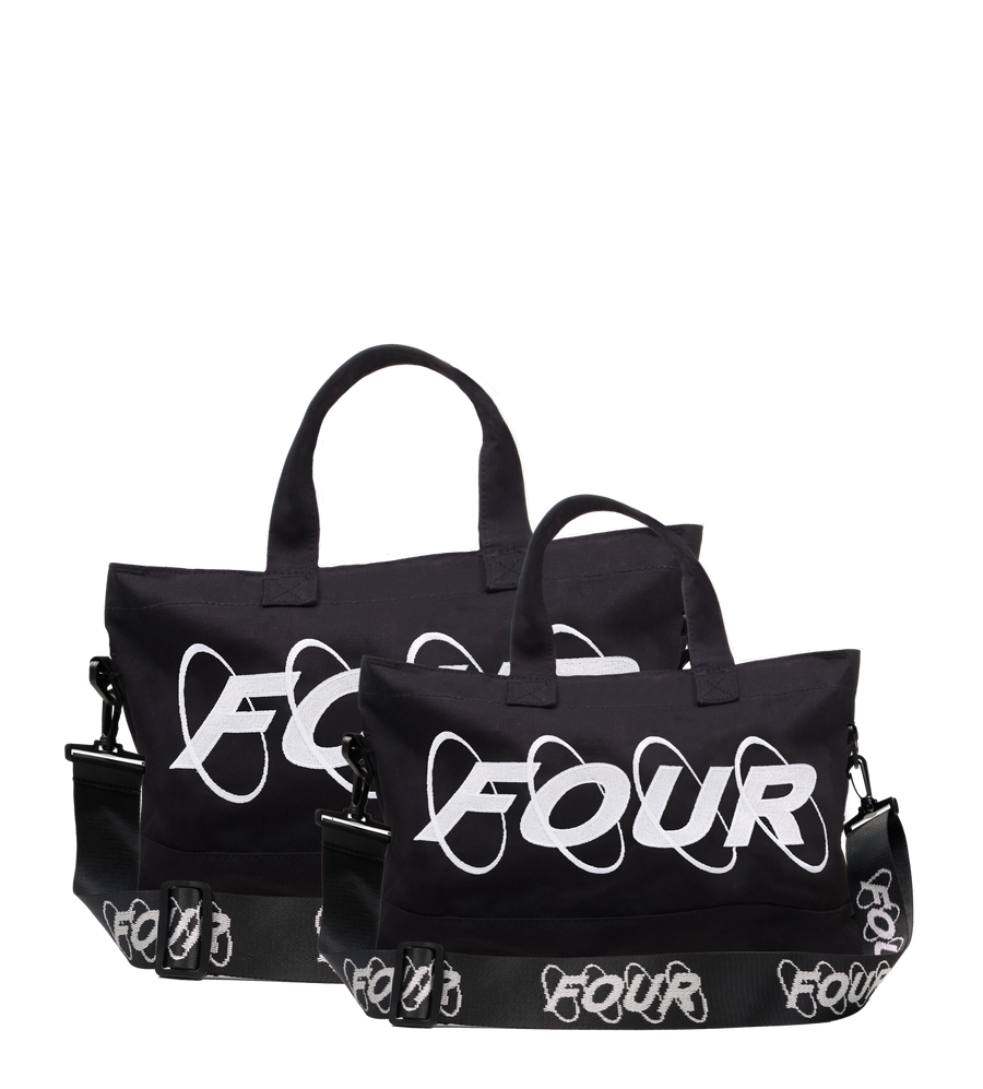 Circles Embroidery Shopper White