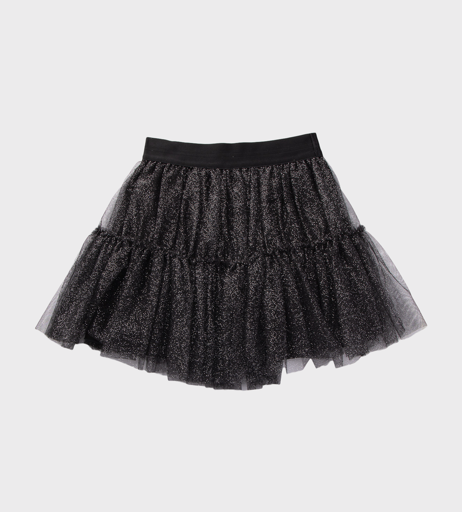 Glittered Tulle Mini Skirt Black