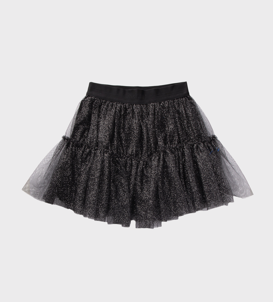 Glittered Tulle Mini Skirt Black