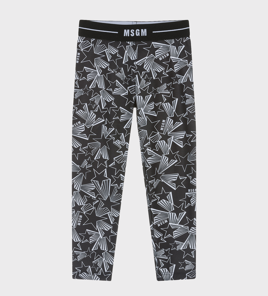Stars Print Logo-Waist Legging Black