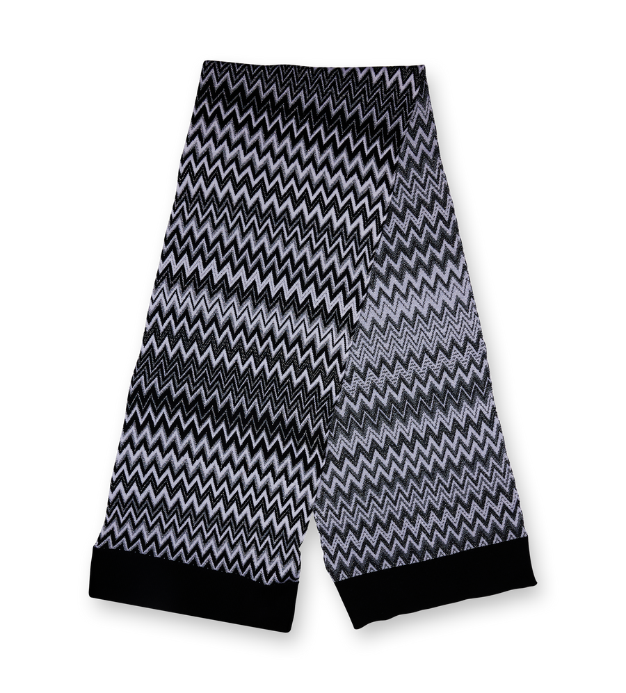 Misonni Zig Zag Pattern Scarf in Black Silver (Kids)