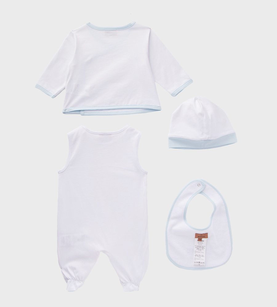 Baby Cotton Bodysuit Bib And Hat Set in Red - Gucci Kids