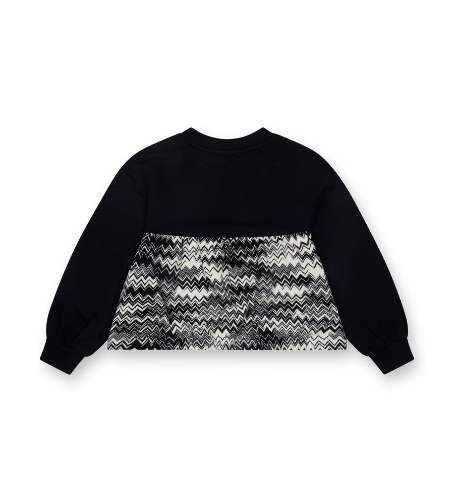 Missoni Zig Zag Crewneck Sweatshirt in Black and White (Kids)