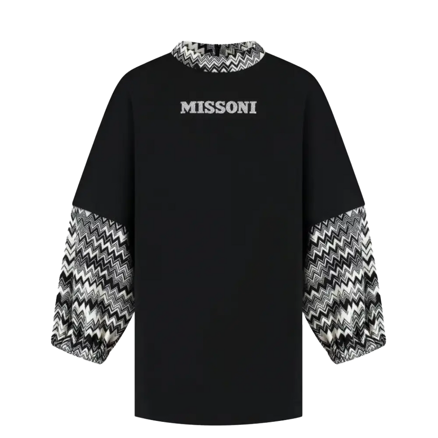 Missoni Fleece Zig Zag Dress in Black & White (Kids)