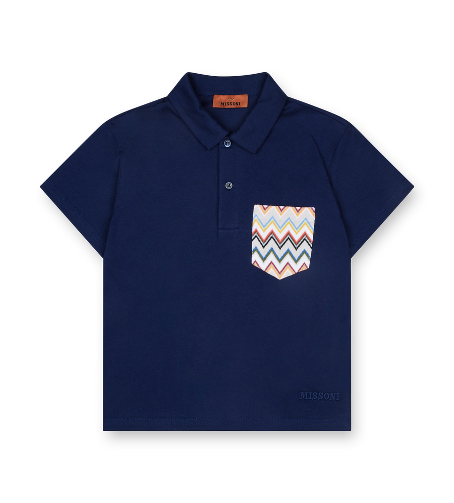 Missoni Polo with Zigzag Pocket in Navy (Kids)
