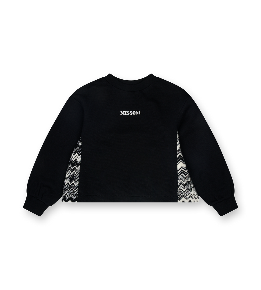 Missoni Zig Zag Crewneck Sweatshirt in Black and White (Kids)