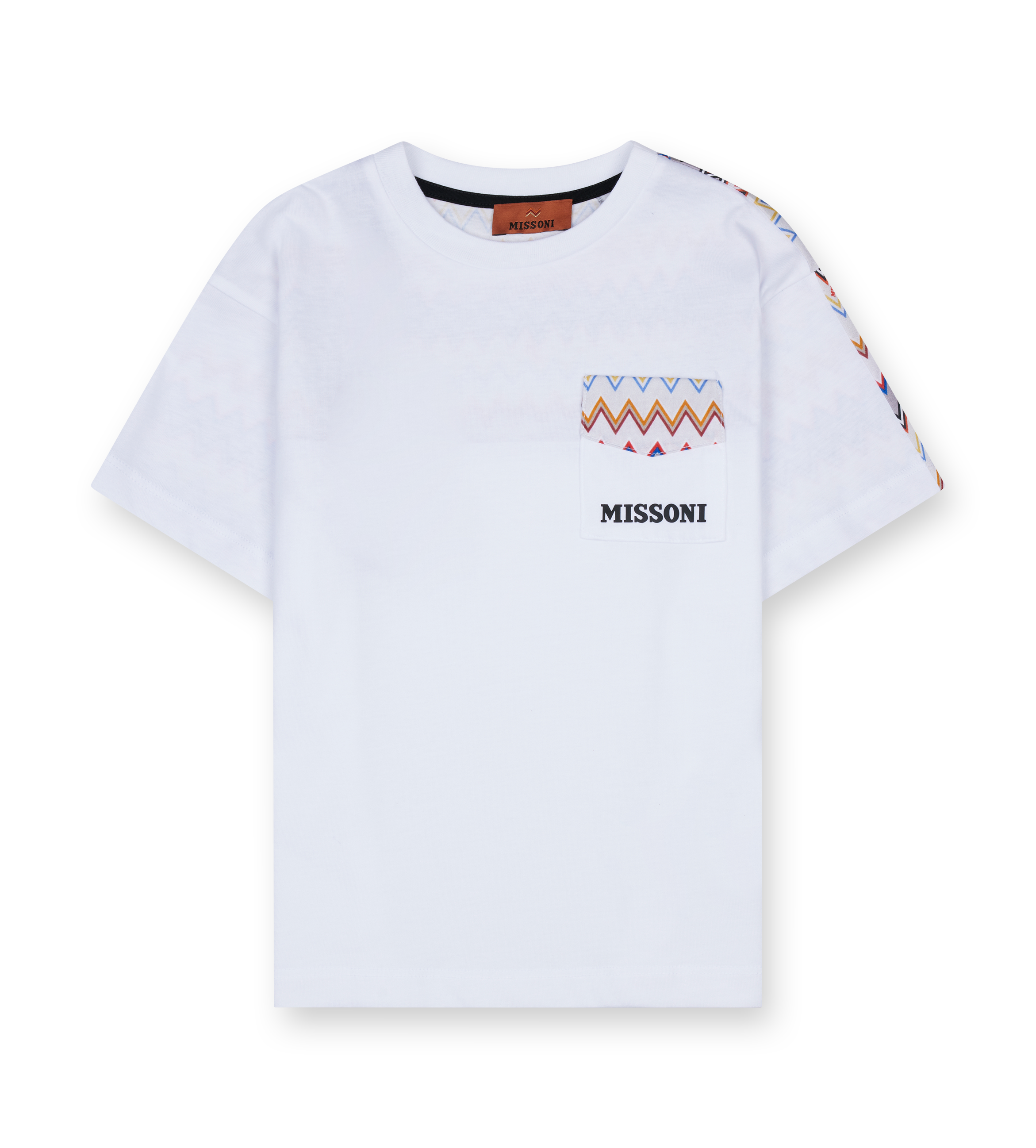 Missoni Zig Zag Pocket T-Shirt in White Multicolor (Kids)