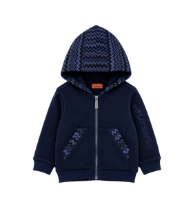 Baby Logo Embroidered Zip up Hoodie Navy