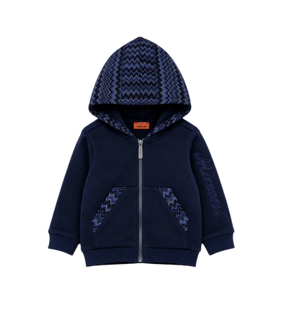 Baby Logo geborduurd Zip up Capuchon Marine