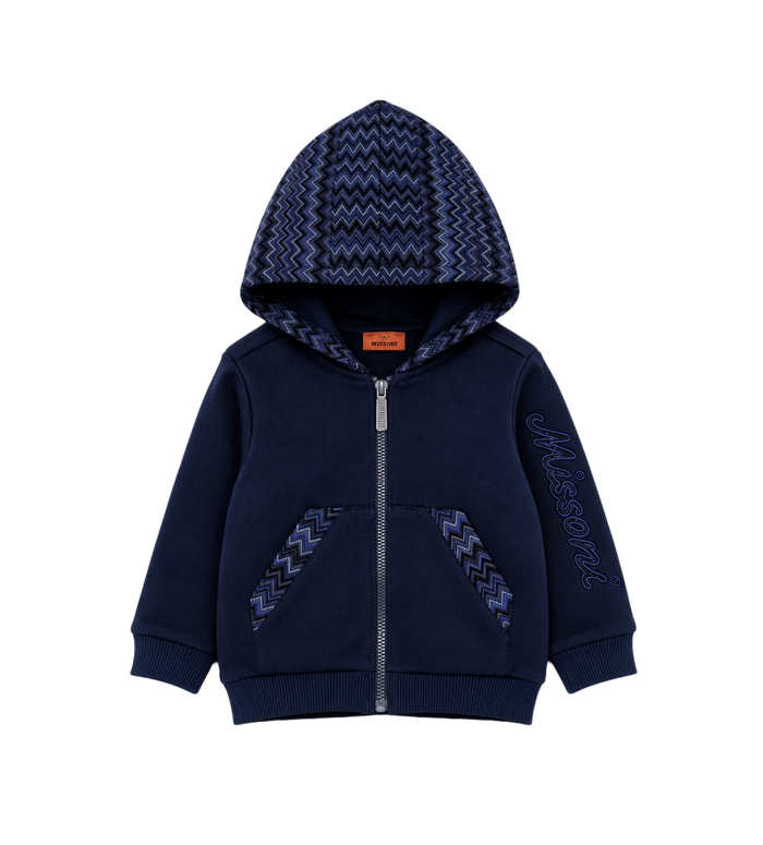 Baby Logo Embroidered Zip up Hoodie Navy