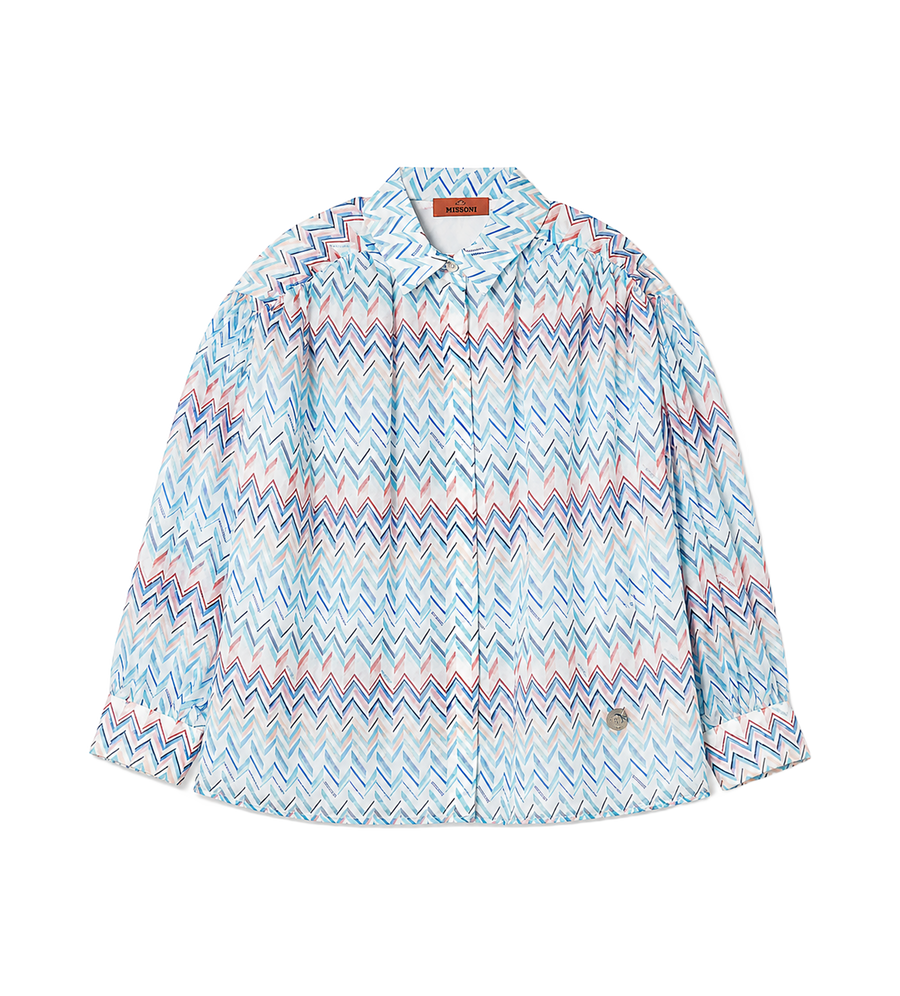 Missoni Kids Printed Long Sleeve Shirt in Blue