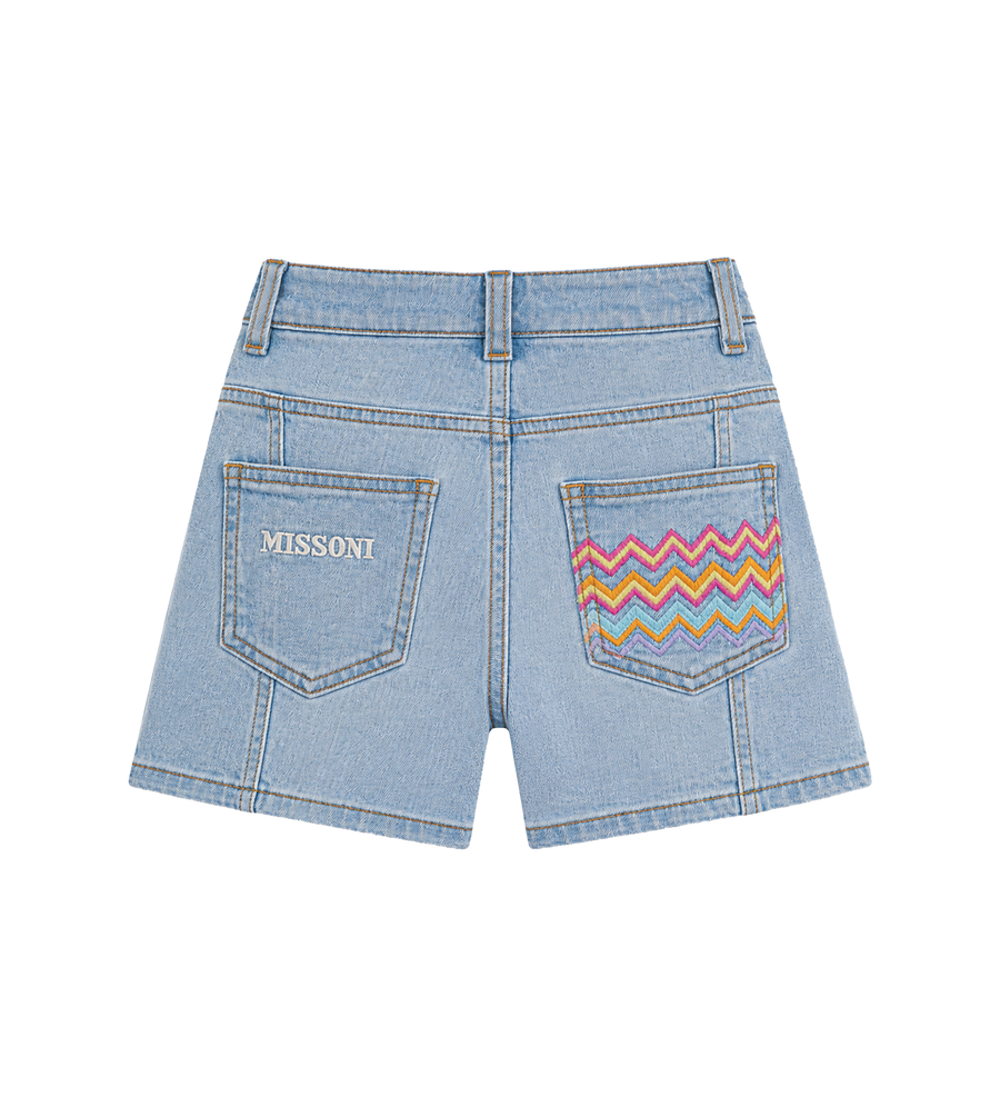 Missoni Kids Zigzag Panel Shorts in Blue