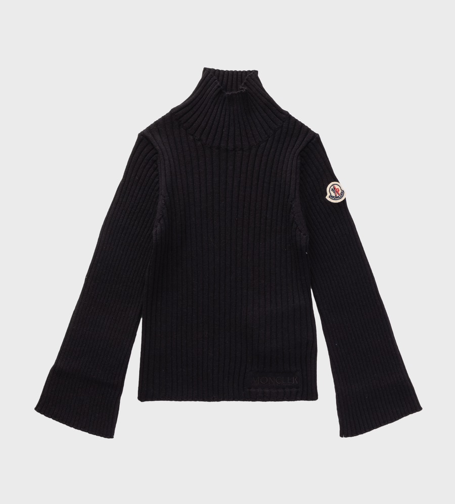 Logo-Patch Ribbed Jumper Black