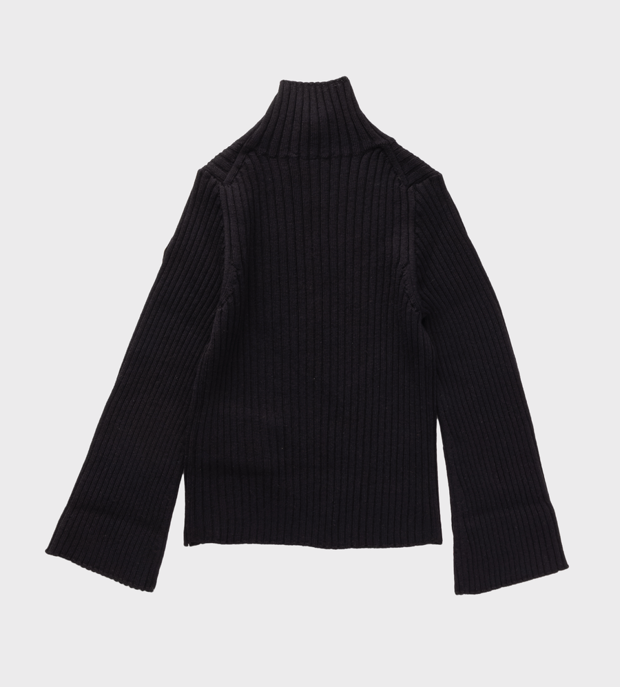 Logo-Patch Ribbed Jumper Black