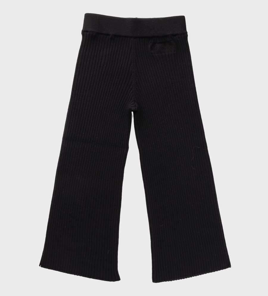 Logo-Patch Ribbed-Knit Trousers Black