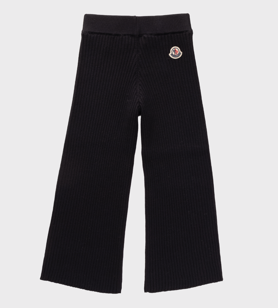 Logo-Patch Ribbed-Knit Trousers Black