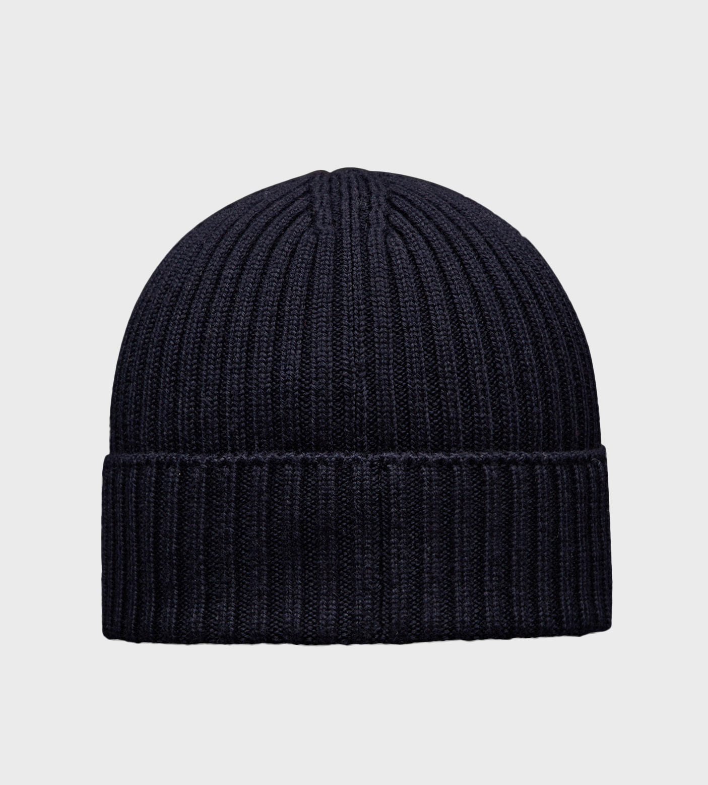Logo-Patch Ribbed Beanie Navy Blue