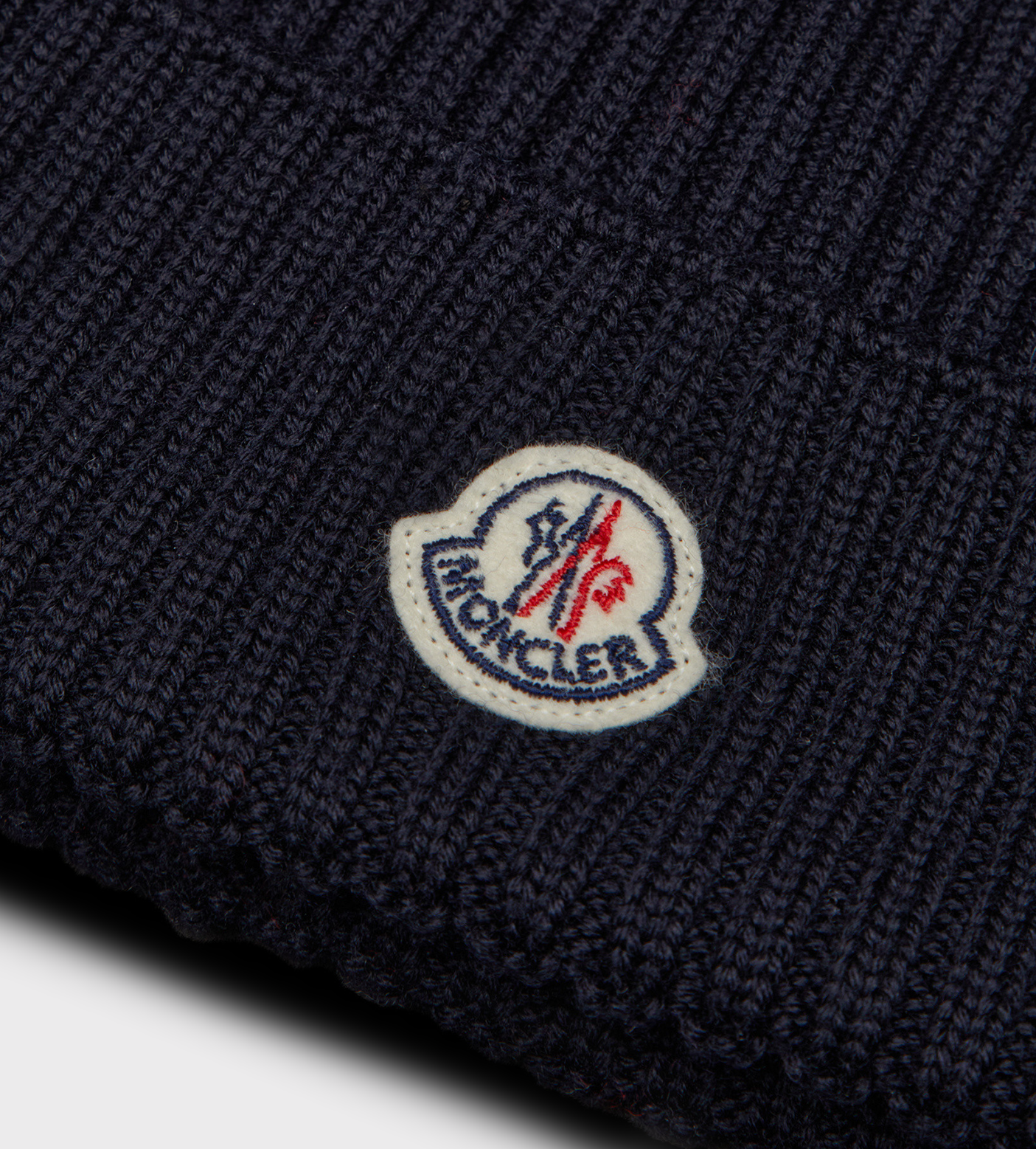 Logo-Patch Ribbed Beanie Navy Blue
